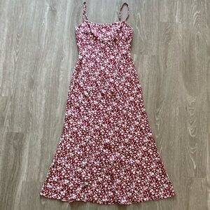 Reformation Liya Midi Dress in Red/White Floral Print - Unworn in New Condition